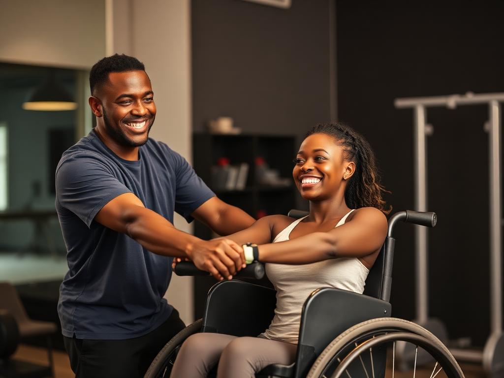Coach working with a member in a wheelchair